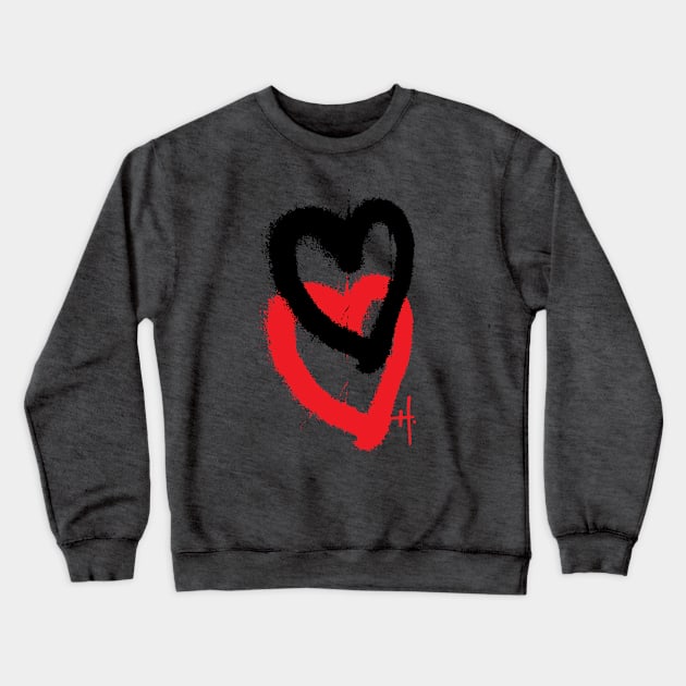 Hydrus Double Heart Graffiti Crewneck Sweatshirt by Hydrus